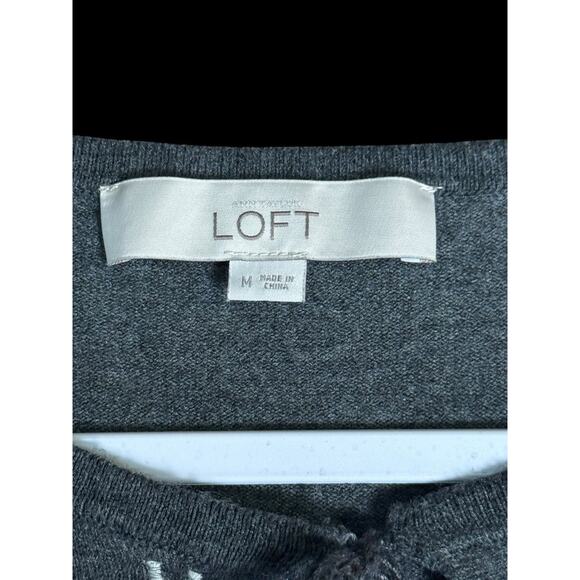 Loft Sz M Gray Embroidered Wool Blend Boho Chic Peasant Top Southwestern Folk - Picture 5 of 7